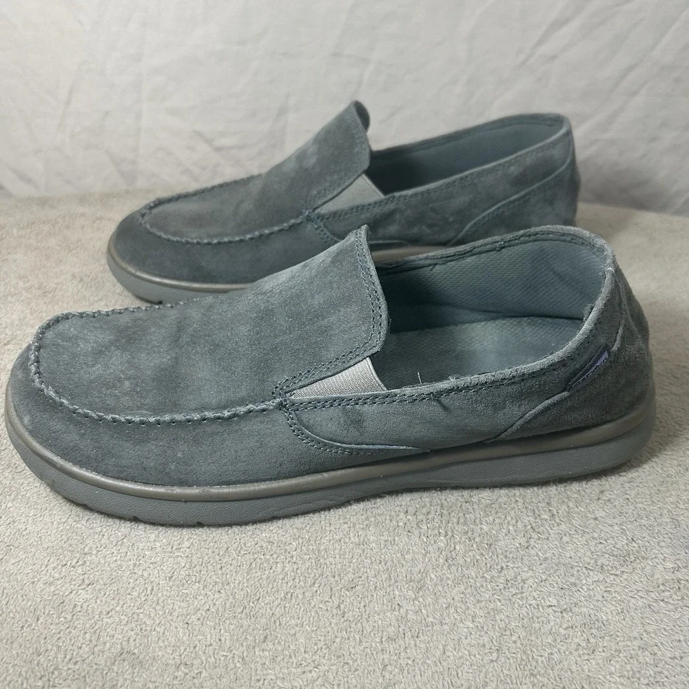 Patagonia Slip On Loafers Mens 12 Gray Suede Leather Moc Casual Shoes